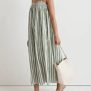 Madewell Poplin Ruffle A-line Midi dress in Versailles green sz M